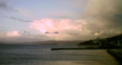 A cumulonimbus cloud seen across Wellington harbour
