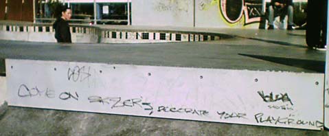 Graffiti at the Waitangi Park skate park - 'Come on Sk8ers, decorate your playground'