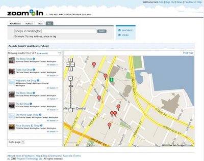Screenshot of new ZoomIn mapping site