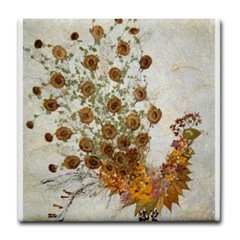 Botanical Art Peacock Tile Coaster