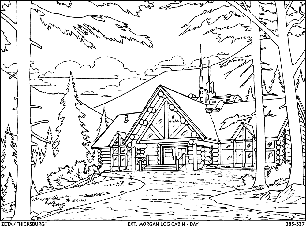 Download Log Cabin Woods Coloring Pages