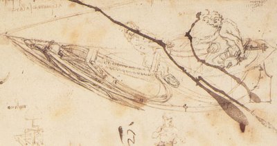 Leonardo da Vinci [1452-1519] | desenho para construção de barco | c.1485-87