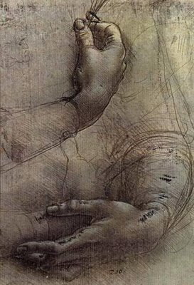 Leonardo da Vinci [1452-1519] | estudo de braços e mãos | c. 1474