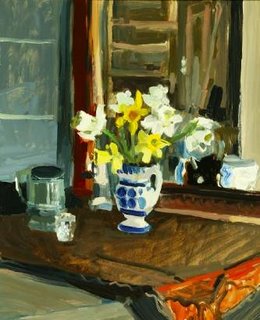Ben Summerford, Daffodils in blue and white vase