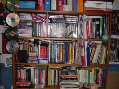the bookshelf of treasures behind me at my desk