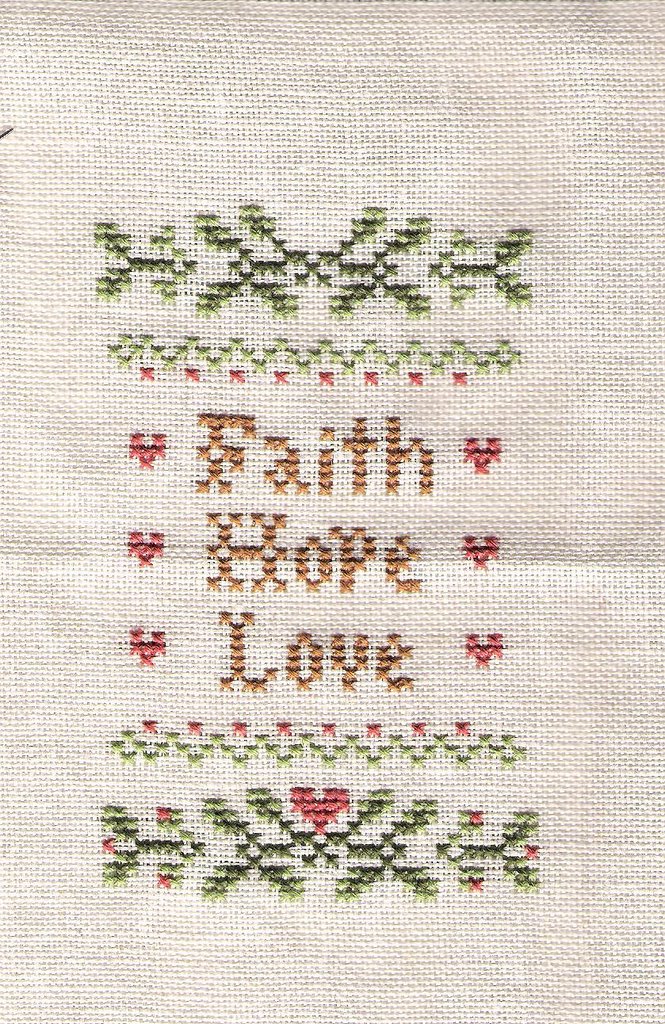 With Needle And Thread Faith Hope And Love