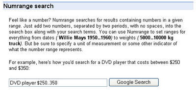Google Numrange Search