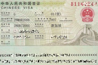 Purty Stickered Chinese Visa