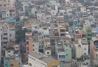foto aerea de uma area do centro de Ho Chi Minh, Saigon, no Vietnam.