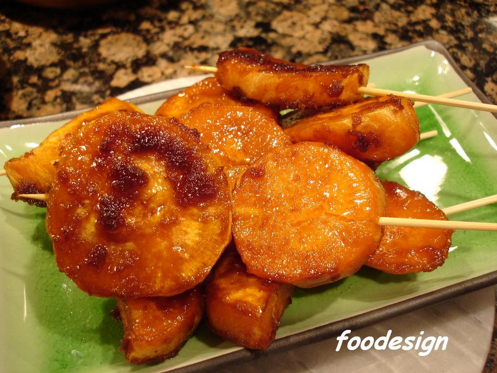 foodesign: sweet potato in skewers ( camote cue )