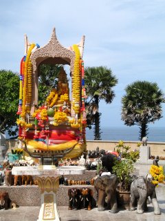 Elephant shrine and view over the Andaman Sea to the west of Phuket