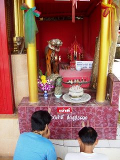 Prayers at the temple on Monkey Hill