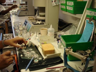 Work stations at the dental lab