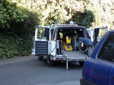 Sapper robot inside police van