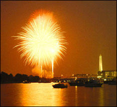 Fourth of July fireworks light up the skyline of the nation's capital