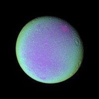 Target Name: Dione, Is a satellite of: Saturn, Mission: Cassini, Spacecraft: Cassini Orbiter, Instrument: Imaging Science Subsystem - Narrow Angle, Product Size: 448 samples x 448 lines, Produced By: Cassini Imaging Team.