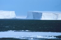 Large tabular icebergs grounded in the Ross Sea. Image ID: corp 2404, NOAA Corps CollectionPhoto Date: 1998 December Photographer: Michael Van Woert, NOAA NESDIS, ORA,