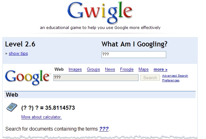 Google Operating System: Gwigle Game - Find the Google Query