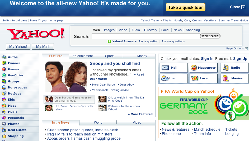 New Yahoo  Homepage In Opera And Safari