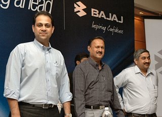 Sanjiv Bajaj and K Grihapathy at the results announcement