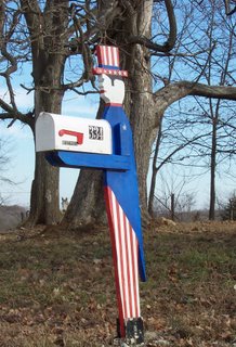 Uncle Same Mailbox Post with a pet watching from behind the tree
