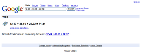 Google Calculator Screenshot