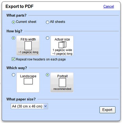 Export to PDF Screen