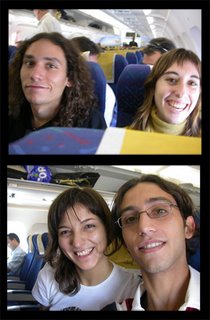 Up: Emilio and Ana. Down: Mila and me in the plane