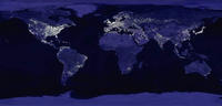 foto satelital del planeta d noche que muestra las desigualdades en la iluminación de paises y continentes