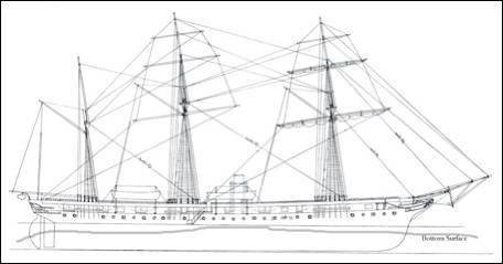 Ship with rigging