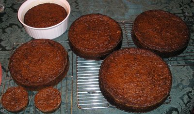 Two ovens of black cake