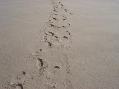 Passos na areia. Foto do autor