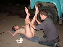drunk naked girl getting examined