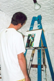 Caine at the easel