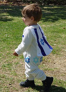 Jewish child dressed up at Purim festival