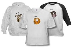 puppy, kitten and cheeky monkey cartoon animal designs