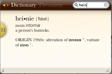 Heinie, ingang Engels woordenboek