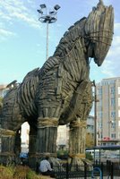 The Trojan Horse from the 2004 film Troy, preserved on the seafront at Canakkale, Turkey