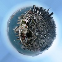 A panorama or landscape photo is transformed into a full-fledged planet