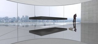 A magnetically levitating bed which floats above magnets and is held in place by four very thin tethers