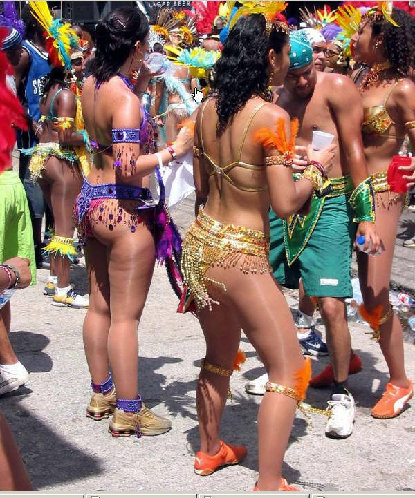 Classic Trinidad and Tobago woman with a sexy ass playing Carnival.