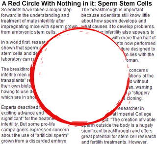 a red circle with nothing in it: sperm stem cells; A. Revich