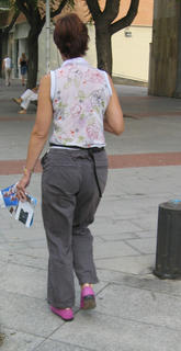 maybe a tourist, but love the purple shoes, the cargo-style pants, the floral top