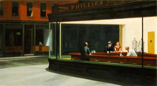 HOPPER, Edward - Nighthawks. 1942. Oil on canvas. 30 x 60 in.The Art Institute of Chicago