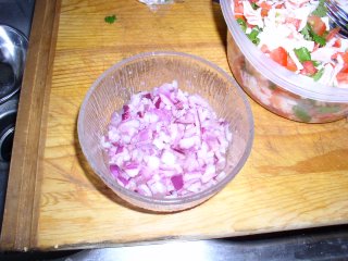The marinated red onion