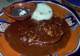 Chicken Mole with rice and black beans