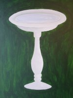 Painting of bird bath without birds yet