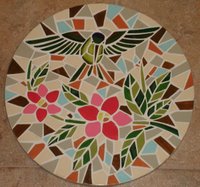 Hummingbird garden mosaic stepping stone - 1 of series of 4