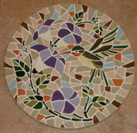 Hummingbird garden mosaic stepping stone - 3 of series of 4