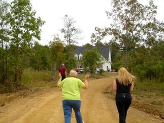 Walking up the long driveway to the new house